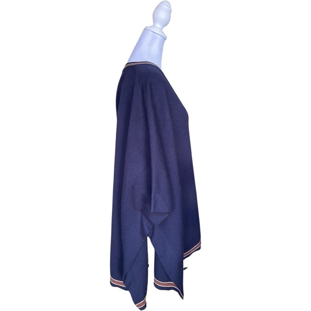 House of Harlow 1960 Navy Blue Poncho Sweater One Size Fits Most - Picture 4 of 5